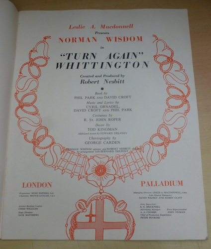 Norman Wisdom Turn Again Whittington Palladium Pantomime Souvenir Brochure 1960 - Picture 2 of 7