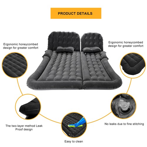 Self Inflating Car Cargo Camping Mattress Double Sleeping Mat Air Bed Pad Pillow - Picture 6 of 12