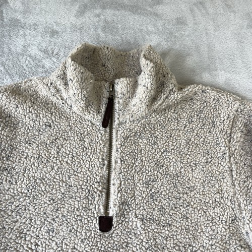 Pendleton Vintage Herren Quarter Zip Sherpa Fleece Pullover Creme Braun Gr. M / - Bild 2 von 14
