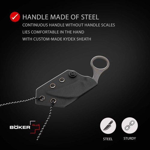 BÖKER PLUS® Bad Moon Fixed Karambit Knife 2.56" Blade D2 Kydex Sheath - 02BO078 - Picture 4 of 10