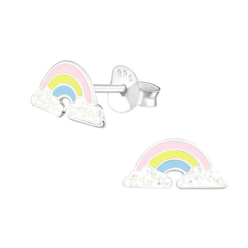 Girls Ladies Genuine STERLING SILVER 925 Pair Stud Earrings Alpaca RAINBOW Boxed - Picture 10 of 45