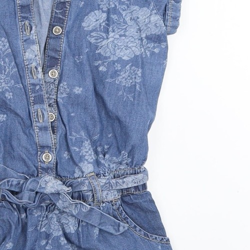 Benetton Jeans Girls Blue Cotton Blend Playsuit One-Piece Size XS - Picture 10 of 12