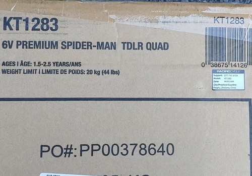 Marvel's Spider-Man Premium Toddler Quad 6V Ride-On Toy Kid Trax (KT1283) 18-30m - Picture 3 of 4