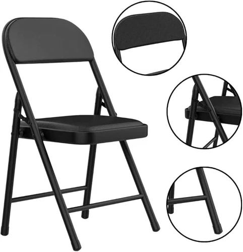Set 6 Sedie / Sgabelli Pieghevoli con Imbottitura –  Portata 140 kg - Foto 3 di 6