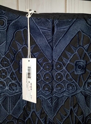 NWT $129 Mika Mindel M Skirt Midnight Navy Blue Crochet mini Sexy Fancy Party - Picture 10 of 12