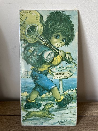 Rare 1960's Big Eyed Boy with Guitar by Michel Thomas Kitsch Art Sealed - Picture 2 of 5