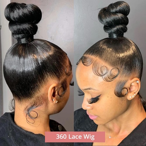 Straight 360 Full Lace Wig Human Hair Pre Plucked Hd Lace Frontal Wigs for Women - Picture 12 of 13