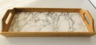 Natural Bamboo Wooden Serving Tray-Marble Print Home-Dining Tea/ Coffee/ Display