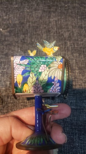 Rare Kevin Chen Enamel/Brass Collectible Mini mail box PANDA FLOWERS - Picture 4 of 8