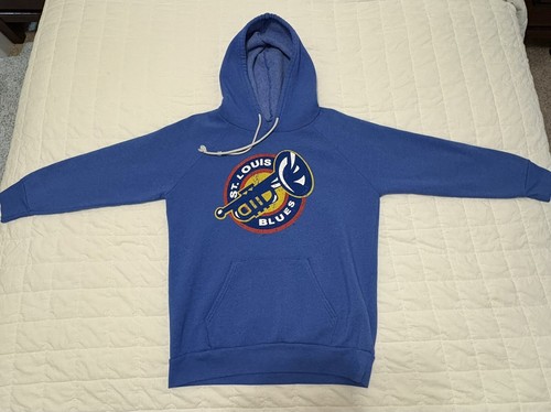 Women’s St. Louis Blues Retro Trumpet Logo Hoodie XL Blue - Picture 2 of 5