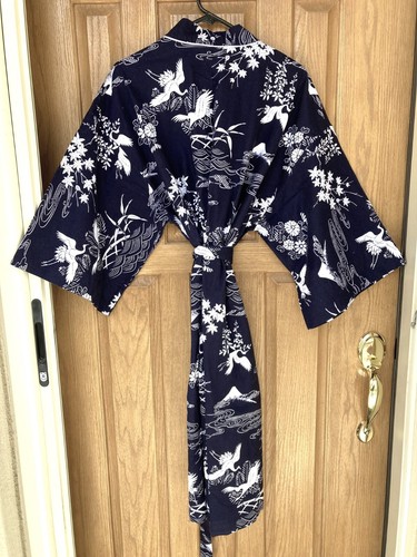 Vtg MGM Grand Casino Las Vegas Spa Kimono Robe Unisex Japanese Cranes - Picture 2 of 14