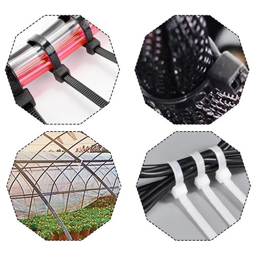 Releasable Cable Ties Reusable Black Natural Nylon Plastic Zip Tie V8T5 E6H2 - Bild 8 von 26