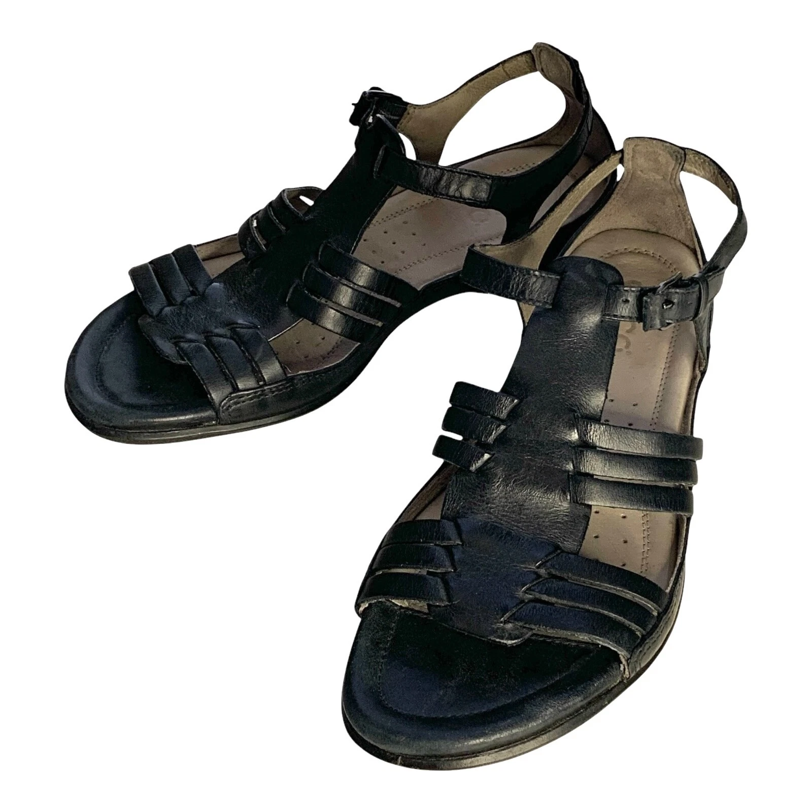 Sandali Ecco Flash donna 37 6 5 cinturino a T cinturino in pelle nero comodi slingback