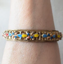 Enamel Flower Bangle Bracelet Colorful Stackable Floral Nature Jewelry Gift 7"