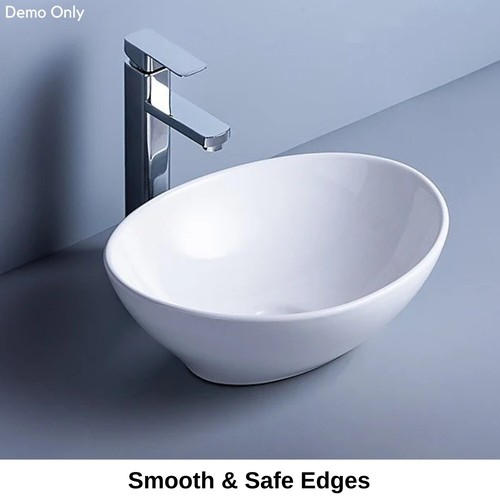 Bathroom Basin Vanity Sink Ceramic Above Counter Hand Wash Bowl Oval White - Picture 8 of 13