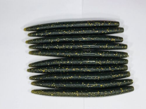 25ct 5’’ Inch green pumpkin flash Senko Style Soft Plastic Bass Fishing Bait - 第 2/3 張圖片