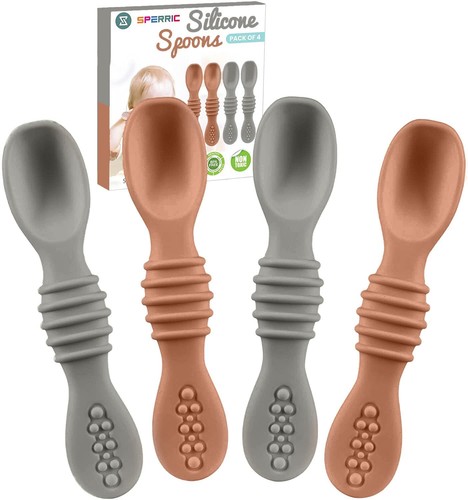 Paquete de 4 cucharas de silicona para bebé LED destete, cuchara de alimentación para bebé primera etapa - Imagen 17 de 20