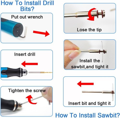 3-Speed Cordless Mini Drill Pen with 8 Small Drill Bits,Rechargeable Electric Ha - Picture 6 of 6