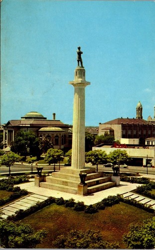 Vintage New Orleans LA Postkarte Robert E Lee Kreis Denkmal ~ Shriner's Temple  - Bild 1 von 3
