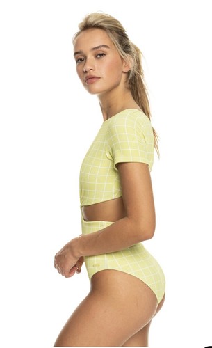 Roxy Salty Shine Einteiler Kurzarm Badeanzug Lindengrün Größe L UPF 50 96 $ - Bild 2 von 4