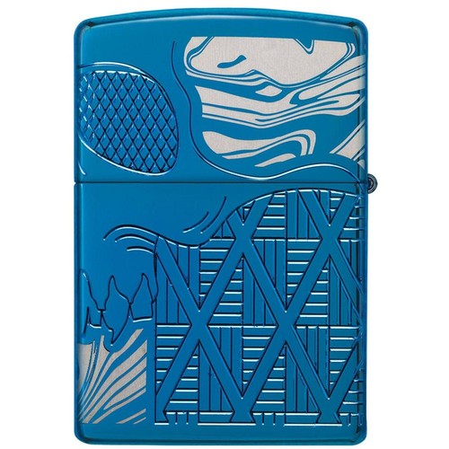 Zippo Windproof Lighter Armor Diamond Cut Skull Design High Polish Blue 49705 - Bild 3 von 8