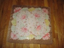 Vintage Brown Pink Green Dancers Square Scarf 29"