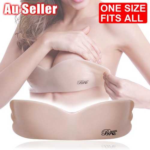 One Piece Silicone Invisible Bra Adhesive Push Up Strapless Backless Lingerie - Picture 1 of 10