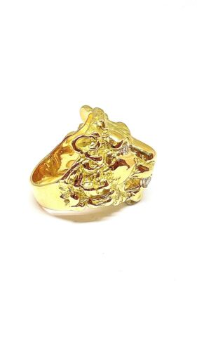 Löwenkopf Ring 18 Karat Gelbgold und Diamanten, T66 kostenlos verstellbar - Bild 3 von 12