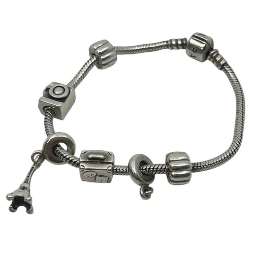 Pandora 6 Charm Bracelet in Sterling Silver 7.5"inch Long - Picture 11 of 11