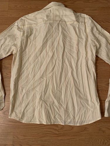 Quiksilver Shirt Mens Medium Beige Striped Long Sleeve Button Up Casual - Picture 8 of 12