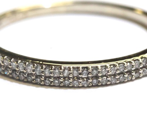 10k white gold .22ct S12 H diamond 2 row prong set wedding band ring 1.5g estate - Picture 2 of 7