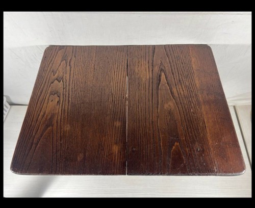 RARE ANTIQUE SALESMAN SAMPLE: VICTORIAN OAK TABLE WITH RICHLY VENEERED LEAVES - Picture 7 of 7
