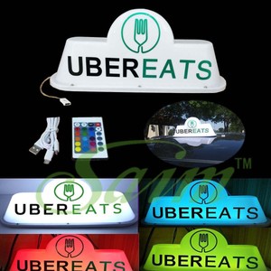 37cm UBER EATS Sign Ride Share LED Light Car Cab Top UBEREATS Logo Taxi Driver