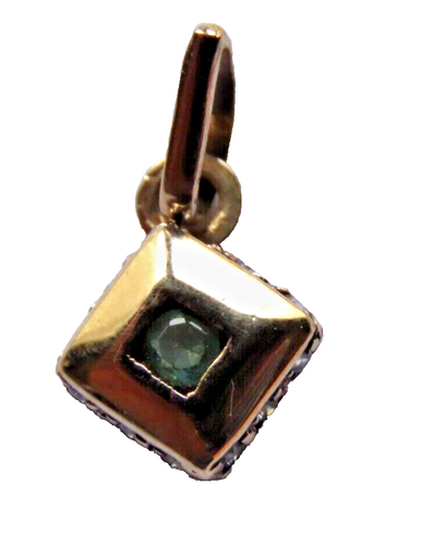 18k Oro Blanco esmeralda natural y zircones - Imagen 6 de 11
