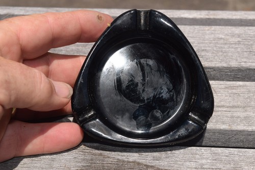 AD ASHTRAY Harold & Franks Peter Pan Cocktail Lounge San Francisco black glass - Picture 4 of 5