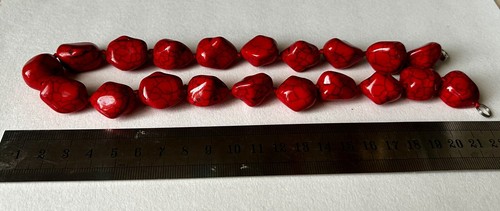Red Coral Beads of irregular and rare shape Necklace, 114gramm - Picture 15 of 24