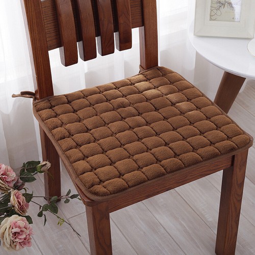 Solid Color Dining Chair Cushion Square Chair Pad Tie-on Plush Non-slip Thicken - Bild 5 von 17