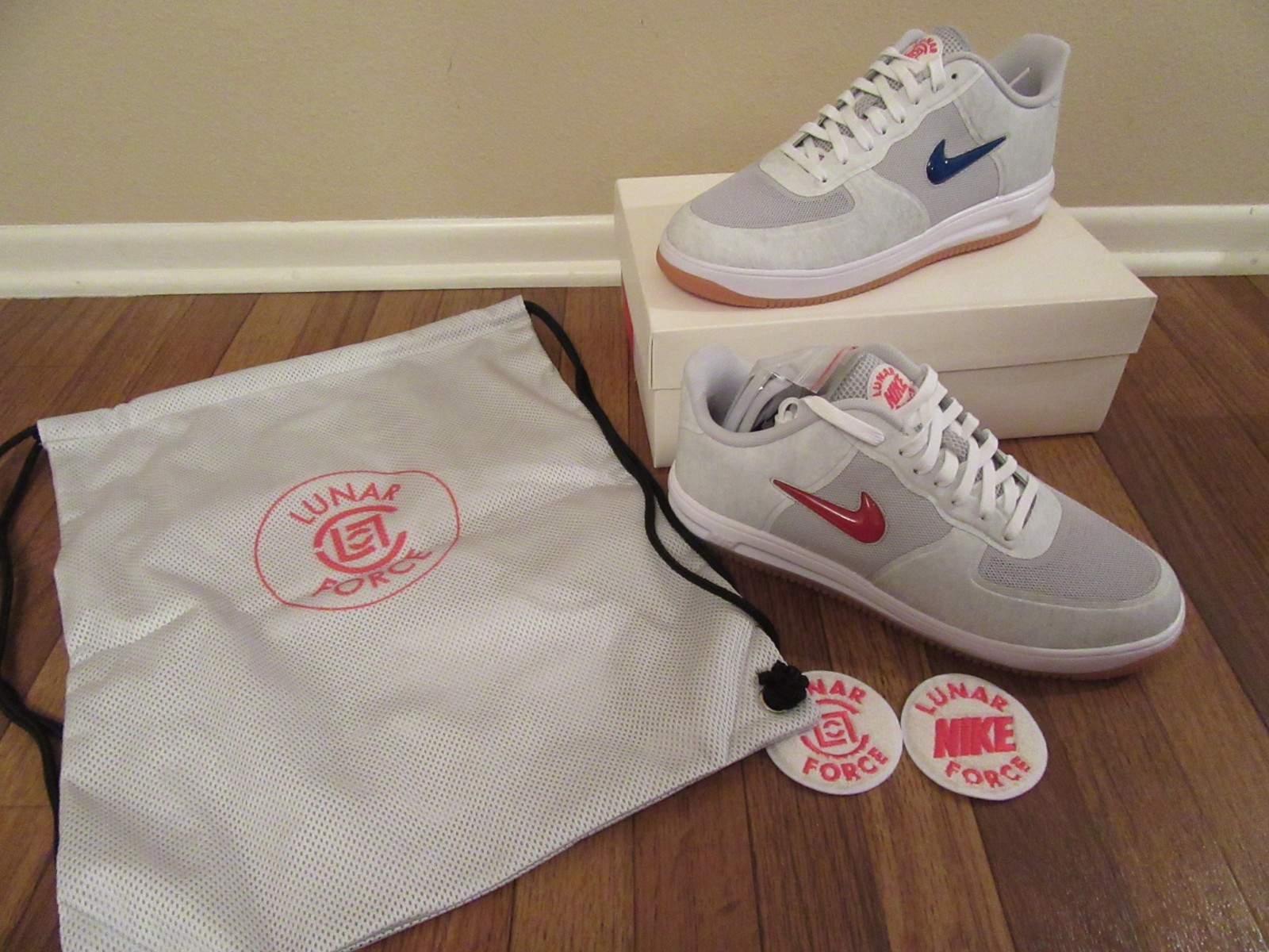 Nike Lunar Force 1 Fuse SP CLOT Size 11.5 Natural Grey Red Royal 717303 064 NIB Nike Lunar Force 1 Fuse SP CLOT Size 11.5 Natural Grey Red Royal 717303 064 NIB
