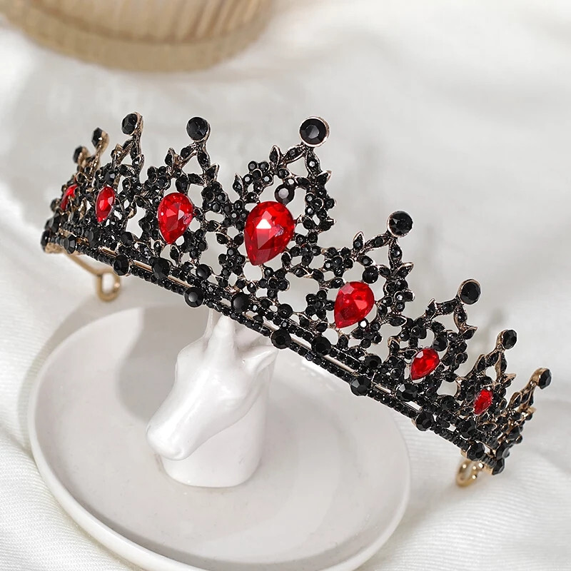 ★2025SS新作★ROMANTIC CROWN★BAROQUE L/S Vintage Baroque Goth Black Red Tiara Crown Princess Queen