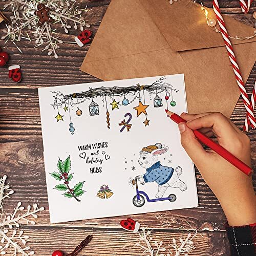 Clear Stamps for Card Making Decoration and Scrapbooking Christmas Rabbit - Picture 5 of 6