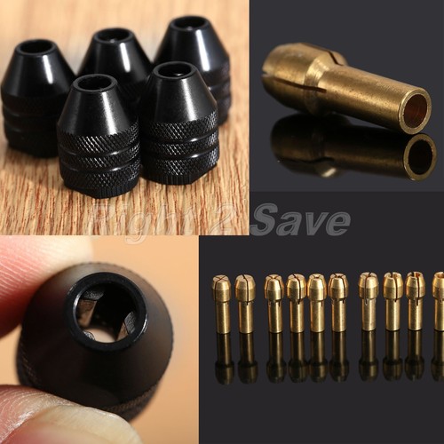 Keyless Drill Chuck & 0.5mm-3.2mm Brass Collets 4.8mm Shank Rotary Tool Kit R2S - Picture 3 of 10