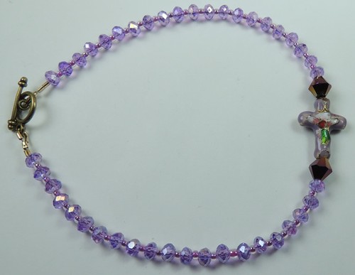 Fußkettchen Kristall Perlen Cloisonne Religiös Kreuz Fuß Fuß Fußkettchen Handarbeit - Bild 2 von 2