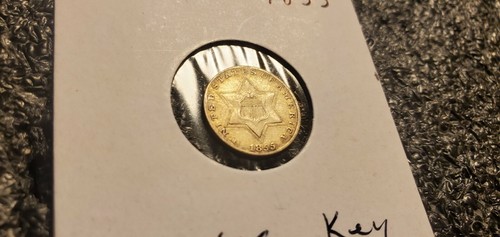 1855 3 Cent Silver Piece, Trime !! Key Date, High Grade !!! - Picture 4 of 10