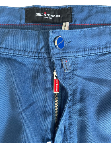 Pantalones Kiton Corte Jean 5 Bolsillos Talla 36 Azul Mezcla Algodón Hecho en Italia Nuevos con Etiquetas - Imagen 3 de 16