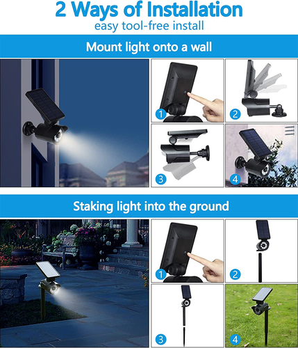 2023 Motion Sensor Solar Security Lights Outdoor 2-In-1 Landscape Spotlights Wal - Picture 4 of 6