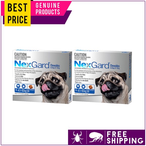 Nexgard Flea and Tick Control Chewables For Dogs 4 to 10 Kg BLUE 3, 6, 12 Doses - Picture 5 of 5