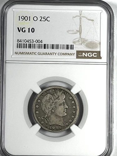 1901-O Barber Quarter : NGC VG10