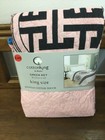 Cottonking by Mayfair Pink and Black Greek Key Pattern King Size Bedspread
