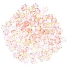 100pcs Faceted Acrylic Cube Beads Transparent Spacer Polyhedron Beads with Hole
