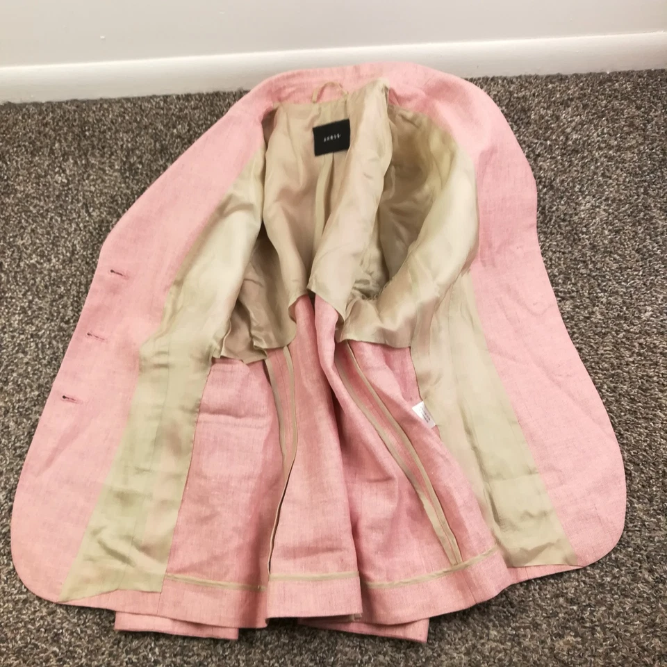Akris Blazer Jacket Linen Silk Heather Pink Faux Pockets US 6 Switzerland Made - Image 4 of 4